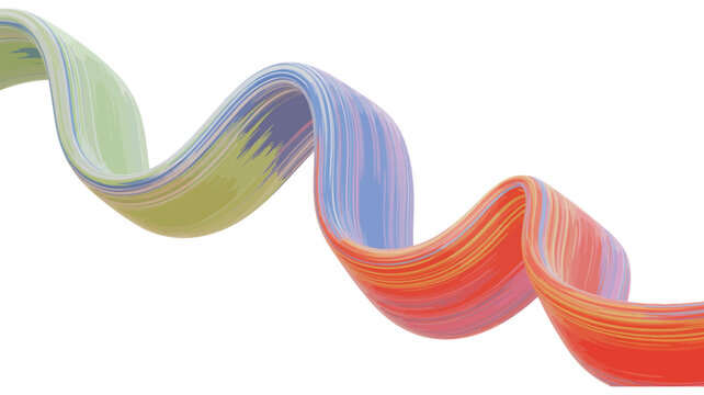 Colorful wavy brushstroke ribbon, abstract vector shape with curvy paint strokes, felt-tip pen and watercolor texture effect for vibrant backdrop, artistic design, and creative graphic elements