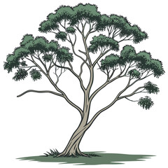 Obraz premium Flat vector illustration of a stylized tree with a symmetrical branching structure, 