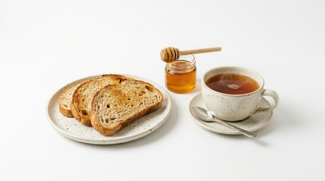 Honey tea and toast are a nice breakfast