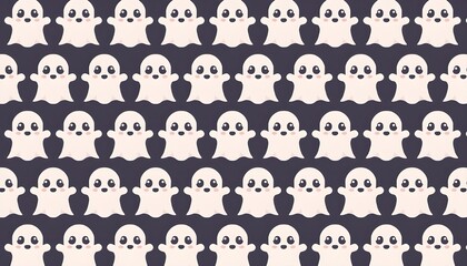 Obraz premium Cute ghost pattern, dark background.