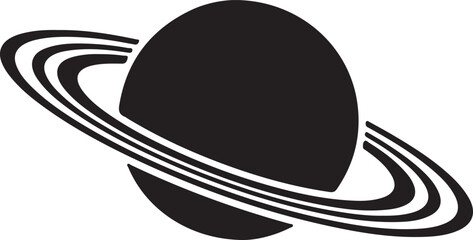 A simplified black silhouette of saturn with prominent ring system © Md. Sumon Taj