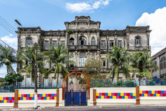 The facade and entrance of the Colegio Dom Bosco school in Manaus. Amazonas, Brazil