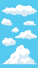 Fototapeta premium Cartoon Blue Sky with White Clouds