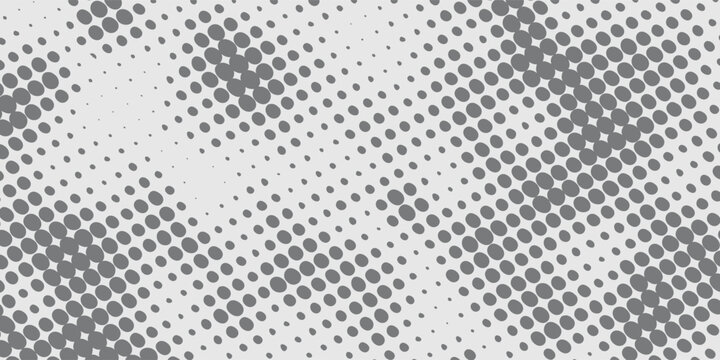 Black polka dots seamless pattern on white background. Halftone minimalist abstract wall in diagonal lines.