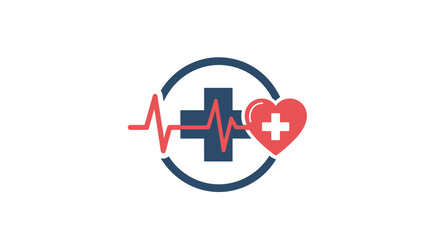 Obraz premium Medical Cross Symbol with Heartbeat.