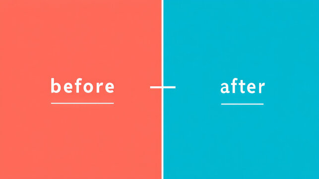 Before and After level sign. Design template on two color level. Level for comparison.