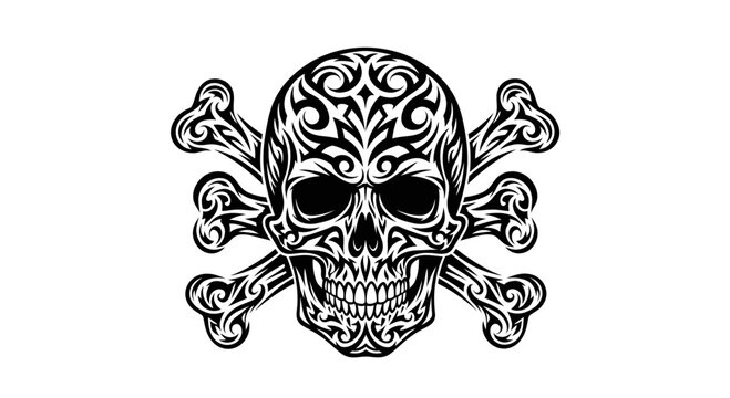 Tribal Skull and Crossbones Tattoo Design