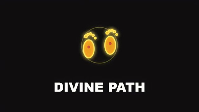 Spiritual illustration of glowing golden footprints inside a circle with divine path text for religious concepts