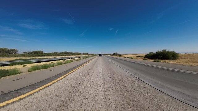 Bakersfield Freeway 5 South 03 Front View Driving Plates California USA Ultra Wide