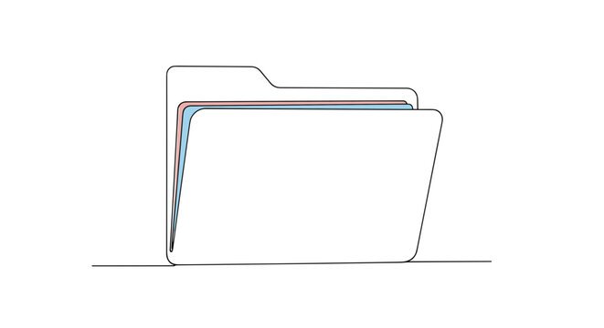 A minimalist vector graphic of a file folder with colored tabs
