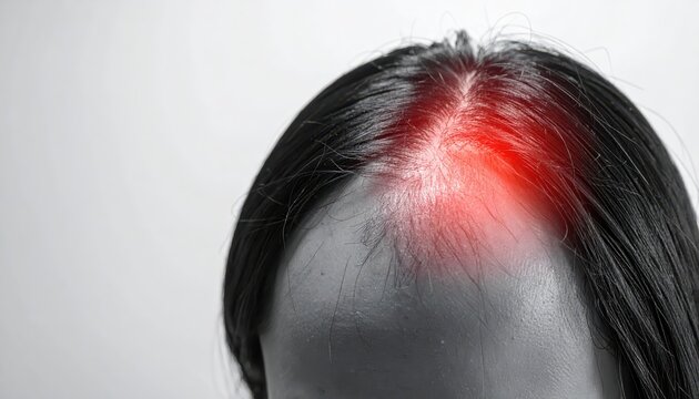 Red light therapy for hair loss treatment on a woman's scalp