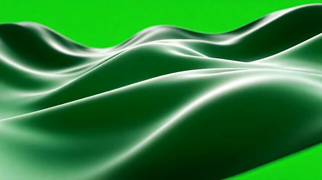 Green screen multidimensional wave fabric flow with digital silk background, peaceful elegant motion texture, abstract luxury