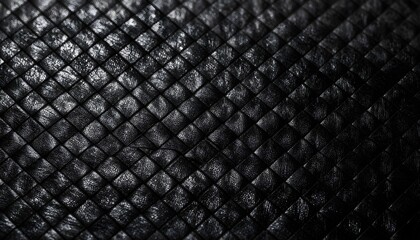 Naklejka premium Close-up high-angle shot of a black woven leather texture with diamond pattern