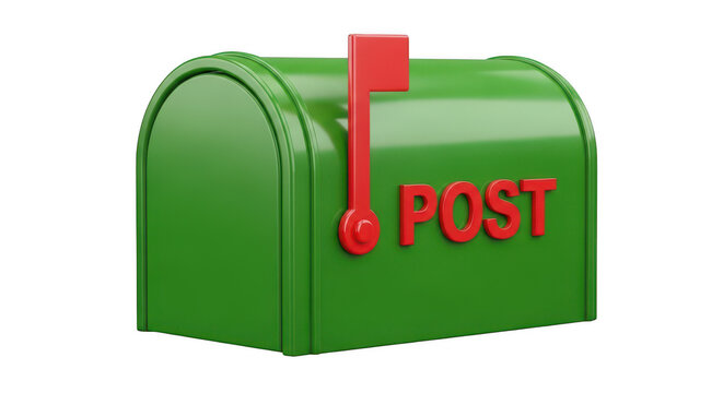 Happy cartoon postal worker with mailbag and mailbox