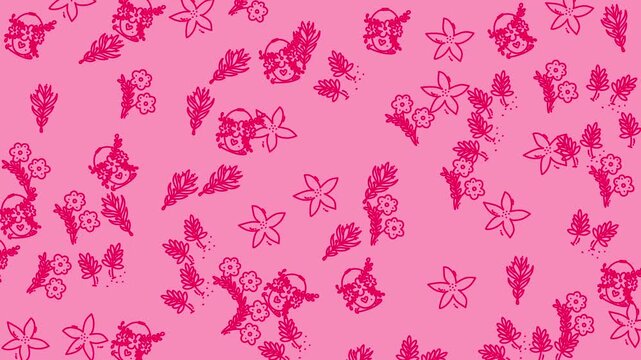 flower pattern animation with pink background