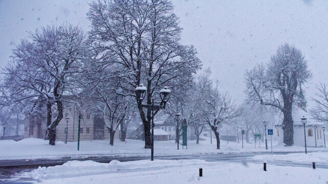Martinsplatz Ehrwald in de winter 
