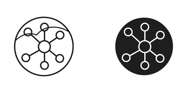 Contrast between a light-themed and dark-themed radial network diagram with nodes and connections