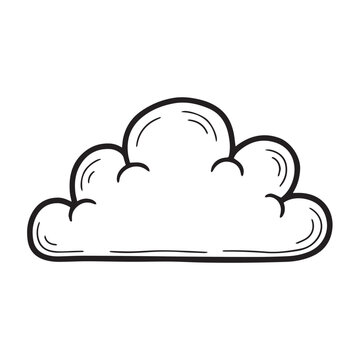 Cartoon Cloud Illustration with fluffy white outline on a plain white background.