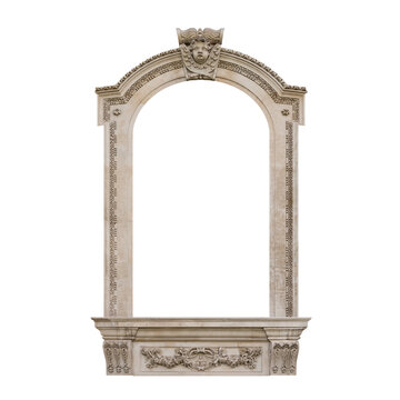 Elements of architectural decoration of buildings with floral ornament. Old arch. Baroque style