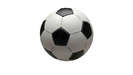 Fototapeta premium IA generated soccer ball isolated on white background. Classic black and white football for sports game, championship and athletic competition. Professional equipment 3D render illustration.