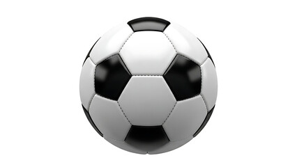 Fototapeta premium IA generated soccer ball isolated on white background. Classic black and white football for sports game, championship and athletic competition. Professional equipment 3D render illustration.