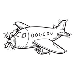 Naklejka premium Cartoon Propeller Aircraft Illustration for Travel and Transport Theme.
