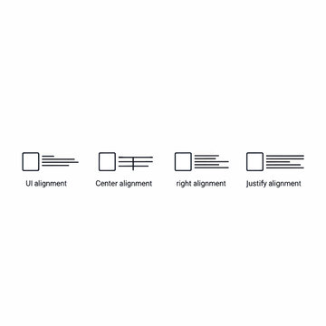Graphic showing four text alignment icons for left, center, right, and justify alignments.