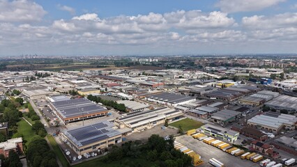 Fototapeta premium Industrial Infrastructure Logistics Network Aerial View Italy 