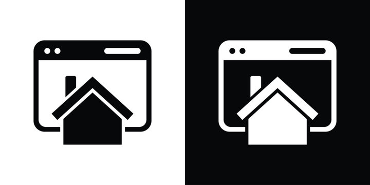 Web browser window with a home icon, representing a homepage, dashboard, or website landing page. Modern flat vector design suitable for user interface, navigation, and web development projects.