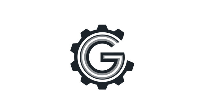 Gear with letter G logo symbol.
