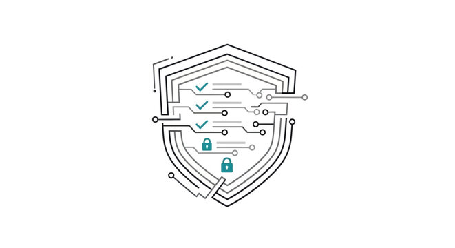 Shield with lock and security concept.