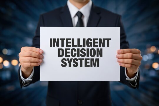 Businessman showing a plan for an Intelligent Decision System