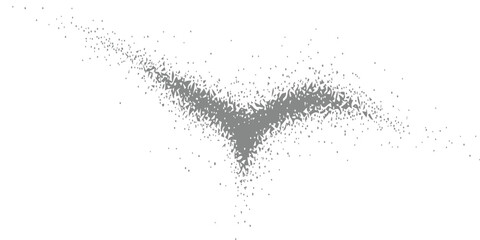 Obraz premium V shaped geometric particle dispersion effect in gray on white background for modern abstract graphic design