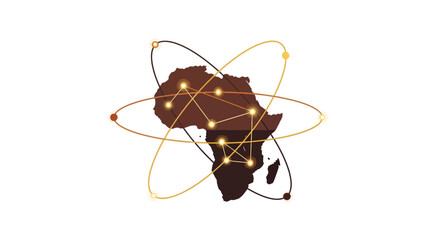 Africa Map with Glowing Network Connections. © bramastaa