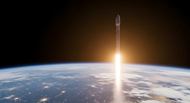 Spectacular rocket launch ascending from earth a powerful display of space exploration and technological advancement