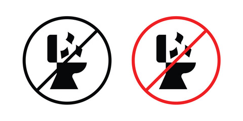 Do not litter in toilet sign. Line and glyph solid vector collection. © Pop