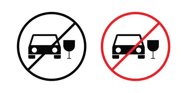 Don't drink and drive sign. Line and glyph solid vector collection.