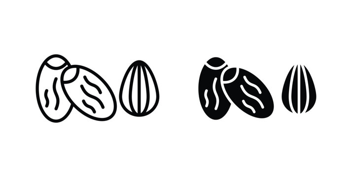 Dried fruit icon. Line and glyph solid vector collection.