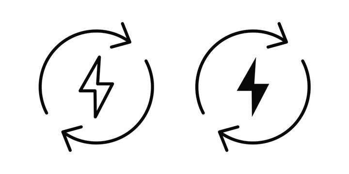 Energy saving icon. Line and glyph solid vector collection.