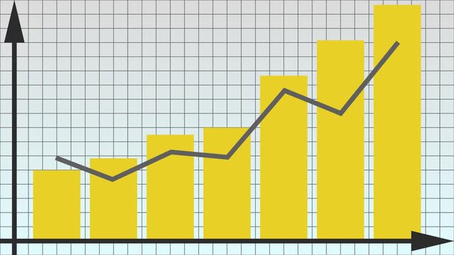上昇する黄色い架空のグラフ