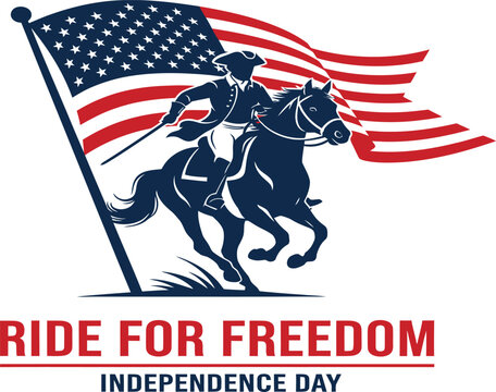 Patriotic rider, American flag, Independence Day icon, freedom symbol, USA vector