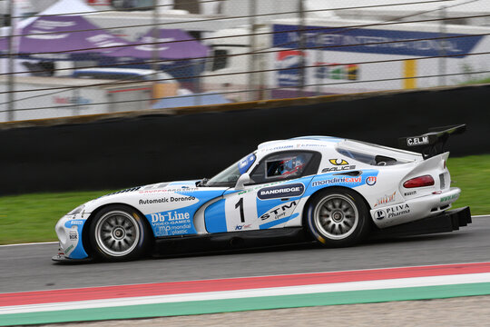 Scarperia, Italy - October 12th 2024: Chrisler Viper GTS-R GT1 drive by unknown in action during practice session at Mugello Circuit.