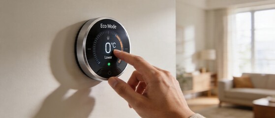 Fototapeta premium Smart Home Thermostat Adjusting Temperature for Eco Mode
