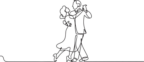 One continuous single drawing line art flat doodle dancing, person, romance, man, lifestyle, retirement, female, fun, woman. one line Icon drawing © MofajjolHossen