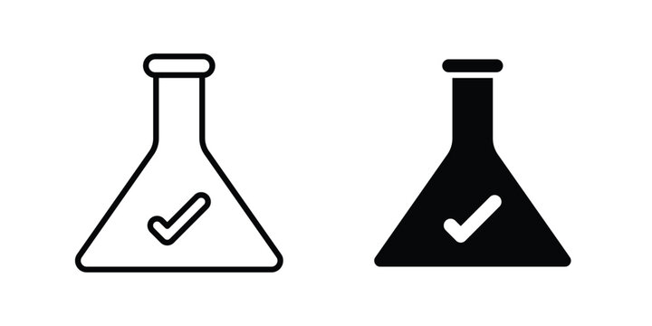 lab tested icon. Line and glyph solid vector collection.