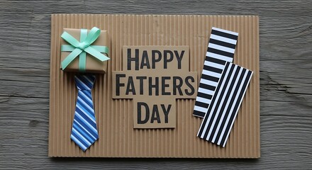 Fototapeta premium Celebrate father's day a heartfelt gift of ties and a loving message for dad's special day