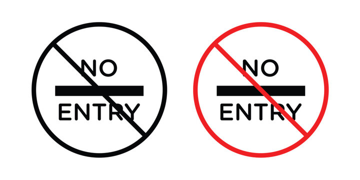 No entry road sign. Line and glyph solid vector collection.