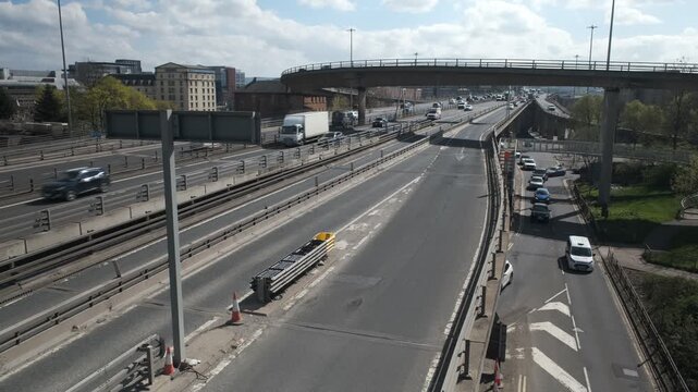 View of the M8 motorway in central Glasgow, Scotland