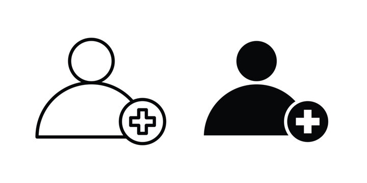 Patient icon. Line and glyph solid vector collection.