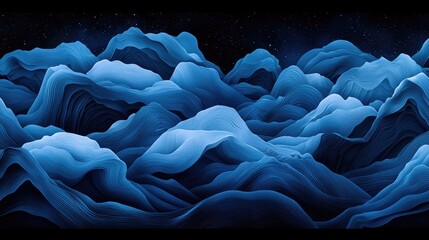 Obraz premium Vast, abstract mountain range with deep blue tones.